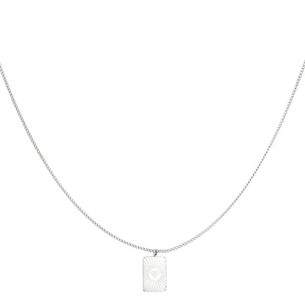 Ketting vierkante hanger hart - zilver - LMPiercings