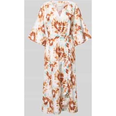 Linnen jurk in allover-look met bindceintuur