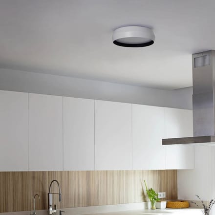 FARO BARCELONA Plafondlamp Shoku, wit/zwart, aluminium/PMMA, Ø 35 cm