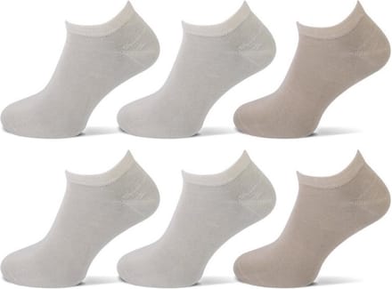 Teckel Sokken sneaker 6 paar - Beige - Multipack Unisex Maat 39-42