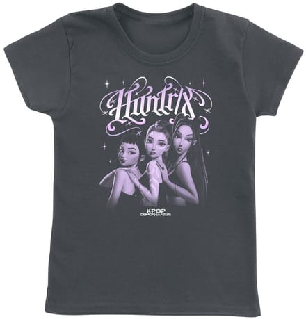 KPop Demon Hunters - Anime T-shirt voor kinderen - Huntrix - Gothic Gradient - voor meisjes - charcoal