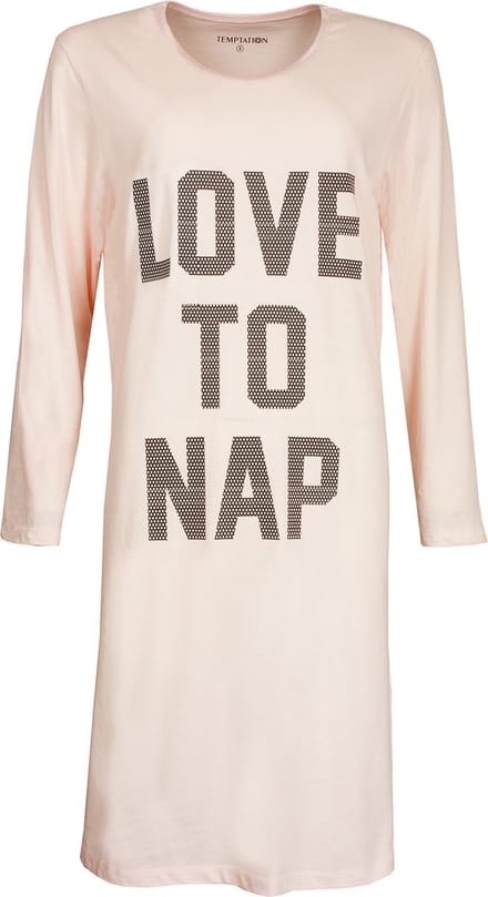 Temptation Dames Nachthemd - Bigshirt - Zalm Roze - Maat L