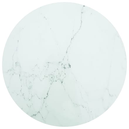 vidaXL - Tafelblad - Ø80x1 - cm - gehard - glas - met - marmeren - design - wit