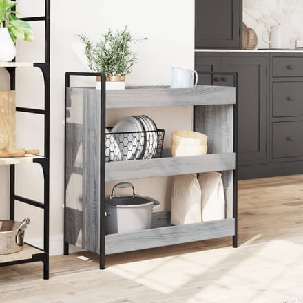vidaXL - Keukentrolley - 70x30x82 - cm - bewerkt - hout - grijs - sonoma - eikenkleur
