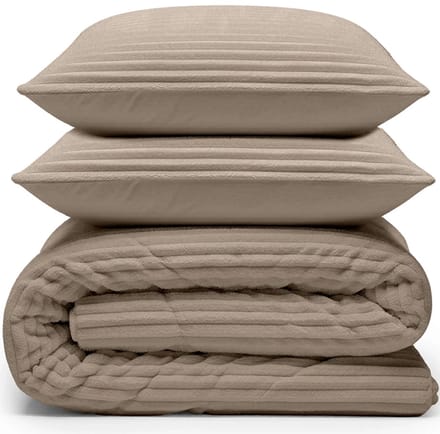 Easy All in One Wasbaar Dekbed Rib met Kussenslopen Taupe-2-persoons (200x200 cm)