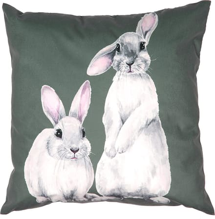 Clayre & Eef Kussenhoes 45x45 cm Groen Wit Polyester Konijnen