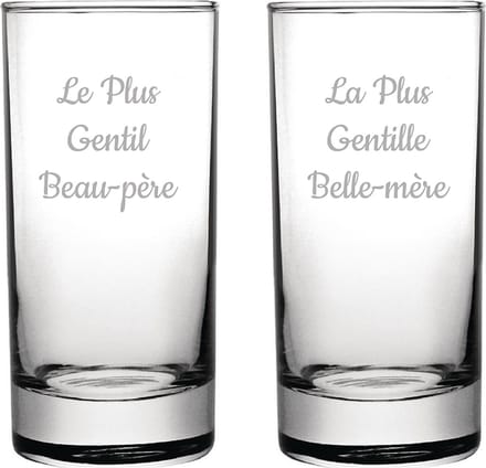Longdrinkglas gegraveerd - 28,5cl - Le Plus Gentil Beau-père & La Plus Gentille Belle-mère