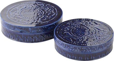 J-Line doos Nag - metaal - blauw - set van 2