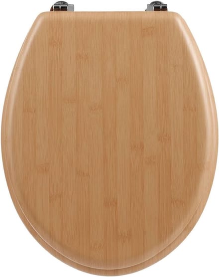 Comfortabele WC-Bril met Natuurlijke Bamboe-Look - Zachtsluitend en Stevig