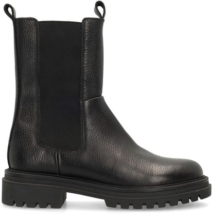 Manfield - Dames - Zwarte leren chelsea boots - Maat 42