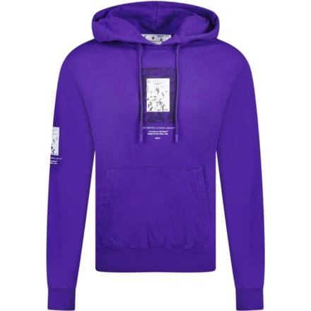 Gebroken witte verf spiegellogo slim-fit paarse hoodie