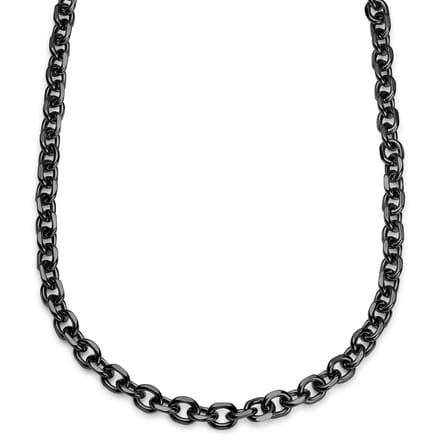 Essentials | 10 mm Gunmetal Zwarte Ketting met Kabelschakels