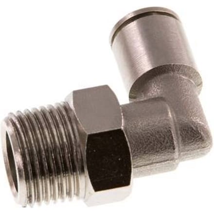 8mm x R3/8'' 90 graden L-verbinding Messing Insteekfitting Buitendraad Draaibaar NBR