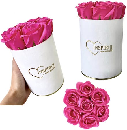 Inspiruj - Flowerbox - Białe Pudełko - Roze - Ciemny Rozowy