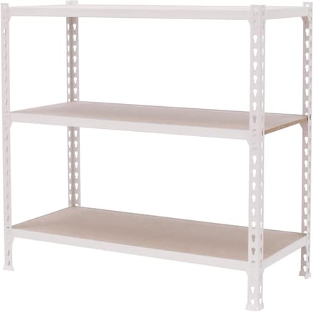 Stellingkast Metaal - Opbergrek Hout - Garage Opslag - Versterkte Constructie - 100x90x30 cm - Wit Hout