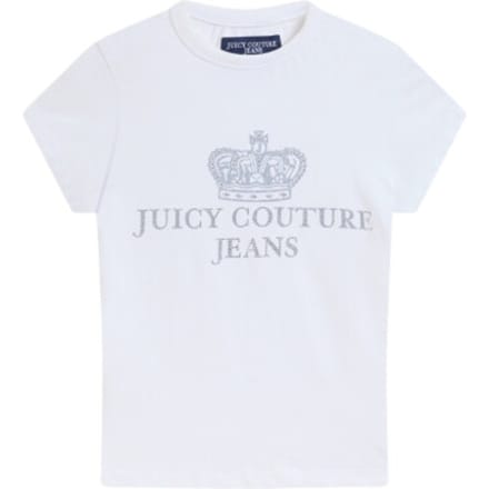 Juicy Couture Heritage Hilton Washed Single Jersey Fitted Longline T-Shirt WIT - Maat M