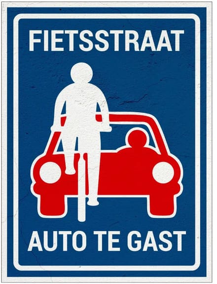 Fietsstraat bord - L51 | Sign Again materiaal | 28 x 21 cm