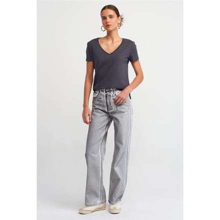 Dames Katoenen V-hals T-shirt