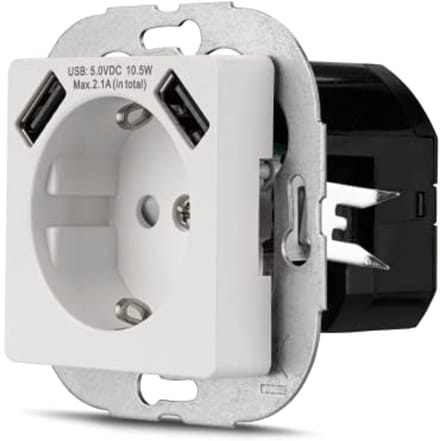 Stopcontact met 2 USB-poorten - 2,1 A, 5 VDC, 10,5 W, wit