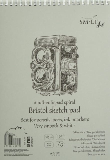 SMLT ringband Bristol papierblok A3 185gr 50 vel tekenpapier.