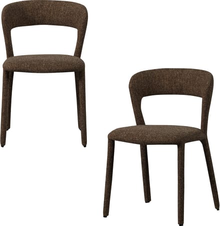 WOOOD Noble Eetkamerstoelen - Polyester - Warm Bruin - Set van 2
