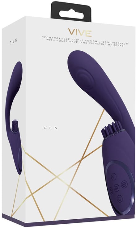 Gen - Triple Motor G-Spot Vibrator with Pulse Wave and Vibrating Bristles - Purple