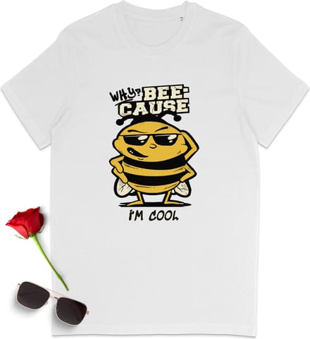 Dames Heren T Shirt 'Bee' Cool - Wit - Maat M