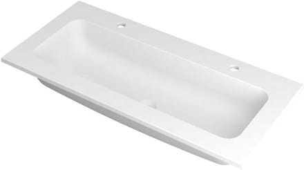 INK Faktor Wastafel Polystone Centraal met 2 Kraangaten - 1000x450x15 mm - Mat Wit