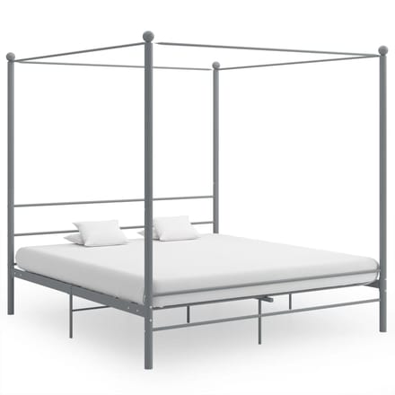 vidaXL - Hemelbedframe - metaal - grijs - 180x200 - cm