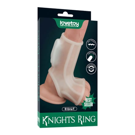 Lovetoy - Vibrerende Rekbare Penis Sleeve - Ridge Knights – Wit