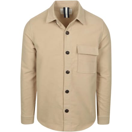 Overhemd Lange Mouw Profuomo Overshirt Moleskin Beige