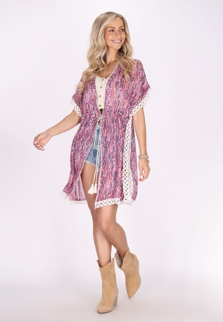 IZIA Kimono Dames Roze Veelkleurig