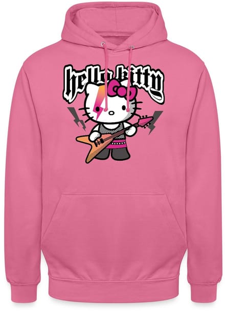 Hello Kitty In Een Rockoutfit Speelt E-gitaar Hoodie Unisex