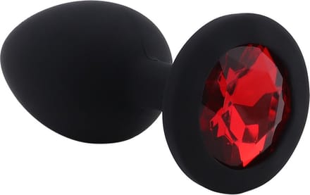 Banoch - Buttplug Penumbra Red Medium– Siliconen buttplug Zwart - kristal - Rood