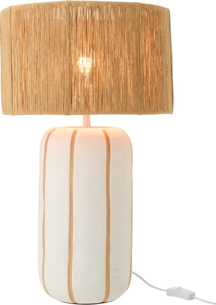 J-Line tafellamp Gestreept - keramiek - naturel/wit - large