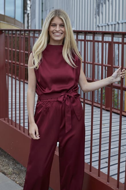 SISTERS POINT Guto-ju4 - Dames Jumpsuit - Bordeaux - Maat XL