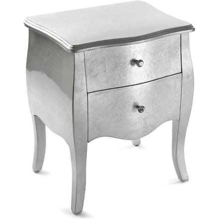 Table de chevet - NATACHA.B - Marika - Bois MDF - Argent - 2 tiroirs