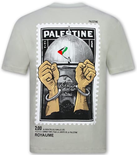 Free Palestine Oversized HerenT shirt - T shirt Heren met Print - 183- Grey