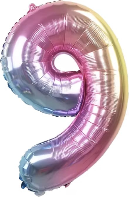 Scoby - Cijferballon - Folie - 80cm - Regenboog - Cijfer 9