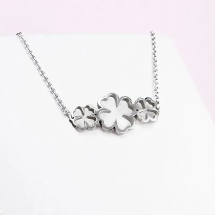 Ponytail & Co® Ketting met klavertjes vier - Dames - Staal - 38 + 6 cm