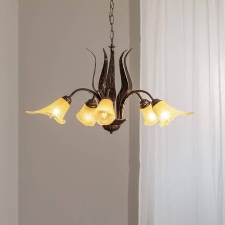 ONLI Hanglamp Alga, 5-lamps, ijzer, glas, Florentijn