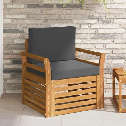 vidaXL - Buiten - bank - set - Massief - Acacia - Hout - en - Polyester