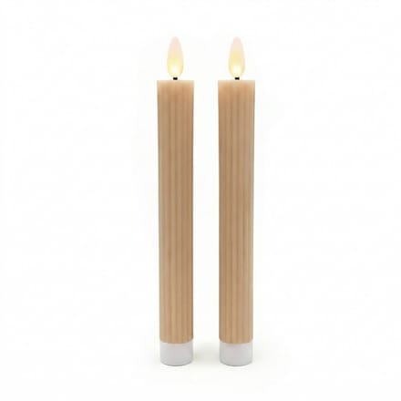 LED dinerkaarsen - 2 stuks - met ribbels - mokka