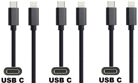 3 stuks OneOne USB C naar Lightning kabel. 2,0m zwarte laadkabel. Oplaadkabel past op Apple iPhone SE 2, iPhone 8, iPhone 8 Plus, iPhone 10, iPhone X, iPhone XR, iPhone XS, iPhone XS Max, iPhone 11