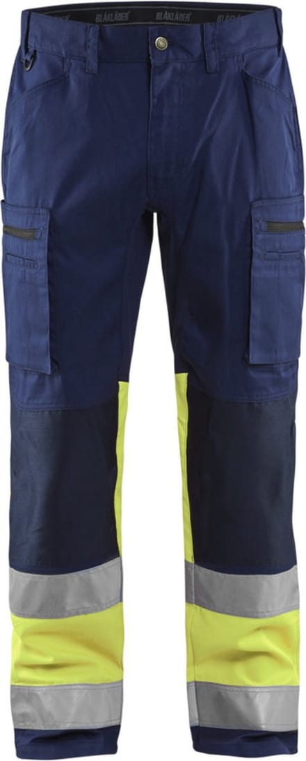 Blaklader Werkbroek met stretch High Vis 1551-1811 - Marine/High Vis Geel - D128