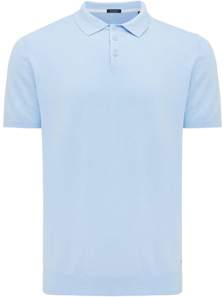 TRESANTI | TREVOR | Basic gebreide polo katoen kasjmier | Sky Blauw | Size XL