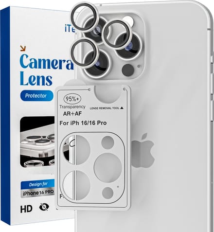 Camera Lens Screen Protector - Geschikt voor iPhone 16 Pro/16 Pro Max - 9H Bescherming - Wit