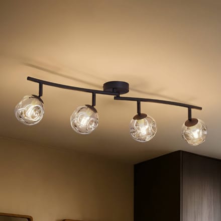 Lindby - Plafondlampen - 4lichts - Glas, ijzer - H: 19 cm - G9 - grijs, zwart