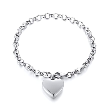 As Armband - Ashanger Armband Urn - Assieraad Zilver - Hart - Graveerbaar - Small