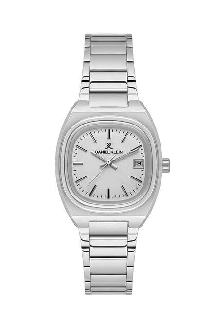Daniel Klein-model DK.1.13774-1-dameshorloge-zilverkleur-ovaal/vierkant-Datum-3 atm waterdicht-afmeting 28 mm